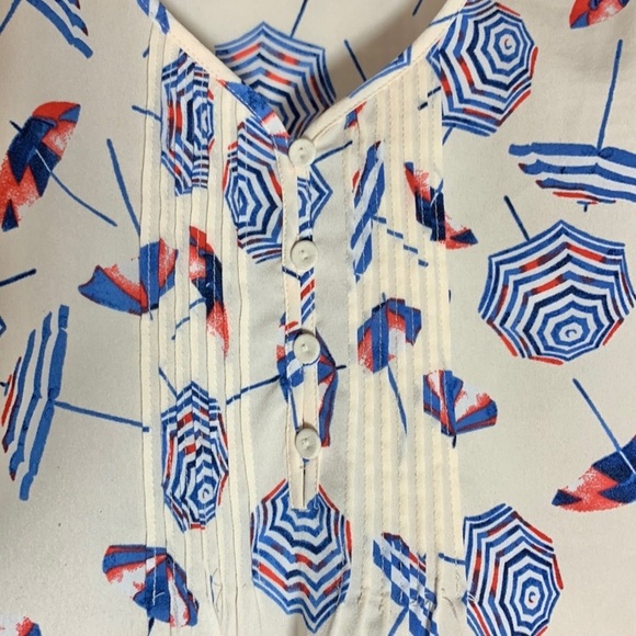 Talbots Plus Beach Umbrella Flutter Sleeve Blouse - Picture 8 of 12